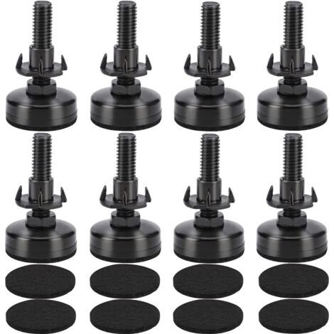 Lot de 8 pieds réglables en nylon pour meubles – Charge max 300 kg – Vis de réglage pour sols en bois, carrelage, moquette (1/5)