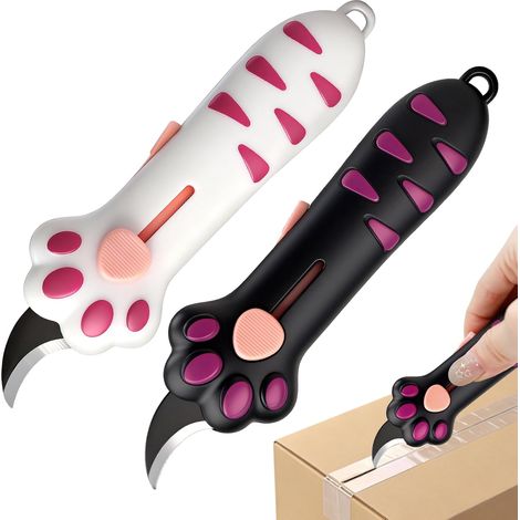 2 PCS Mini Couteau Utilitaire Rétractable, Patte de Chat Mini Cutter (1/5)