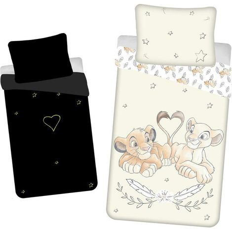 Ropa de cama que brilla en la oscuridad 140x200 El Rey León 2305 funda de almohada 70x90 JF 02