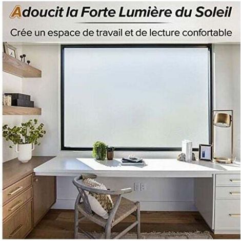 Film Fenetre Anti Regard, Film Occultant Fenêtre 90x300cm, Film Electrostatique Vitre Bon Intimité, Film Opaque pour Vitre Anti UV Dépoli pour Bureau Maison Salle de Bain Chambre Cuisine (1/5)