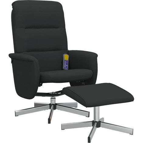 Poltrona relax TV con funzione massaggio reclinabile e poggiapiedi in tessuto nero DEC026869