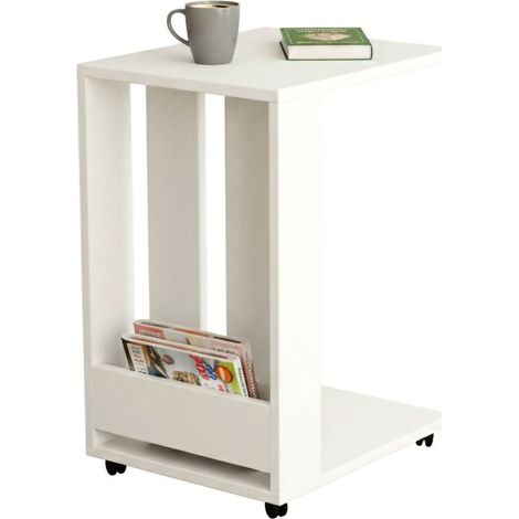 Tavolino da Salotto Muifa, Portariviste, Forma Rettangolare, Materiale Piano in Legno Nobilitato, 37x45x60h cm Bianco