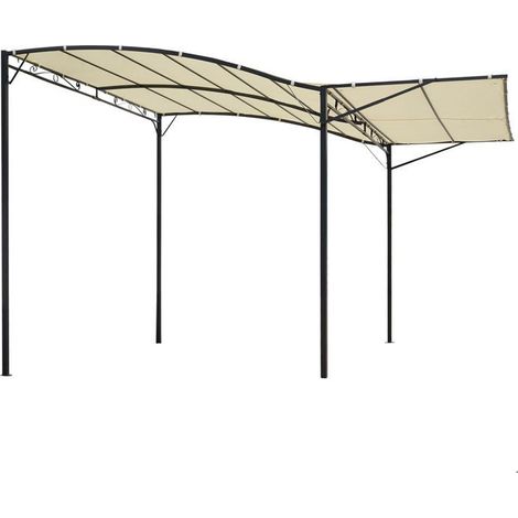 Parasol 3 x 2 cm toit latéral rabattable protection UV structure en acier toile en polyester crème blanc (1/5)