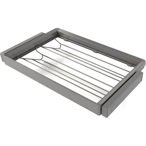 Emuca Kit cassetto portascarpe e telaio regolabile Quartz per armadi, chiusura ammortizzata e estrazione totale, modulo 80 cm, finitura Titanio (1/5)
