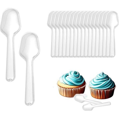 200 Pcs Small Transparent Dessert Spoons 7.5cm, Reusable Plastic Spoons, Small Plastic Serving Spoons, Mini Tasting Spoons (1/5)
