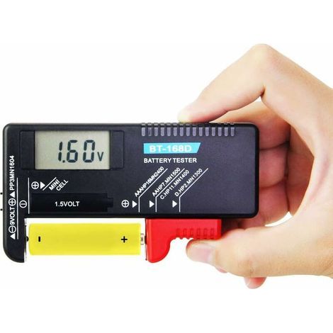 Comprobador de baterías digital, comprobador de baterías, comprobador de voltaje, comprobador de baterías universal para AA, AAA, C, D, 9V, 1.5V, no requiere batería. (1/5)