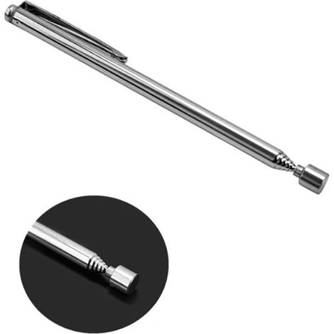 Stylo télescopique magnétique – Argent – Récupère les petits objets métalliques (1/2)