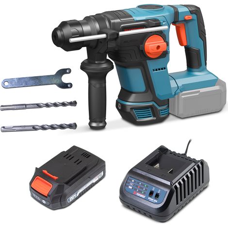 Marteau perforateur sans fil 20V 4 joules avec moteur brushless livré avec 1 batterie 2Ah et un chargeur rapide. (1/4)
