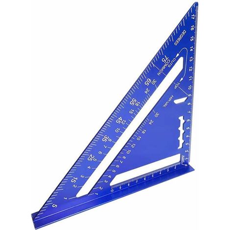 Équerre de menuiserie bleue, rapporteur triangulaire, outil de mesure d'angle, équerre pour le travail du bois, les projets de construction (métrique) (1/5)