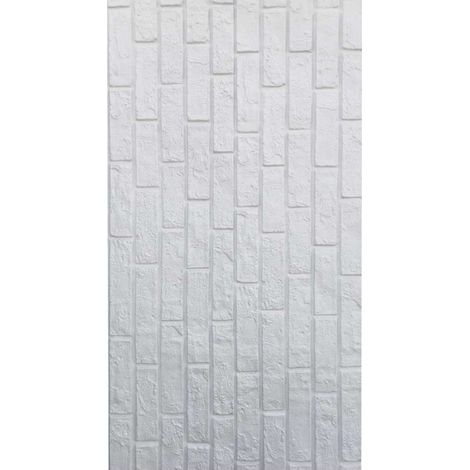 Pannello Decorativo Brick Wall Bianco 120x60 cm per Rivestimento Murale
