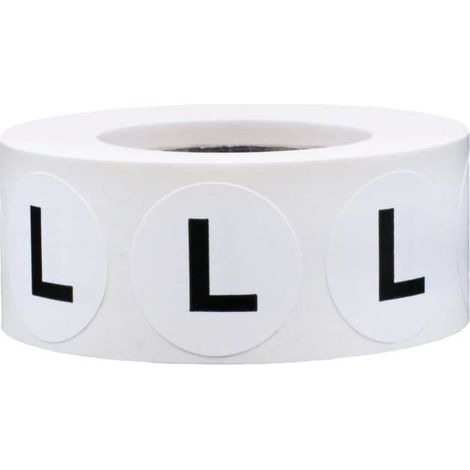 Blancs Tailles de Vêtements L Autocollants de Cercle, 19 mm 3/4 Pouce Vêtements Étiquettes de Points 500 Paquet (1/4)