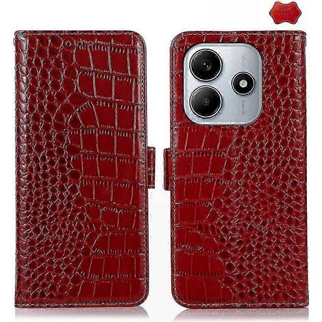 Étui en cuir véritable de vachette à texture crocodile pour smartphone 5G, coque premium avec finition grain reptilien, protection élégante et durable pour téléphone mobile (1/4)