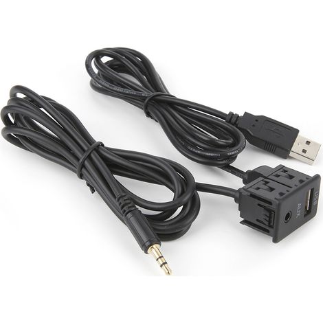 Câble prolongateur AUX 3.5 mm adaptateur montage encastré prise casque USB pour voiture bateau (1/5)