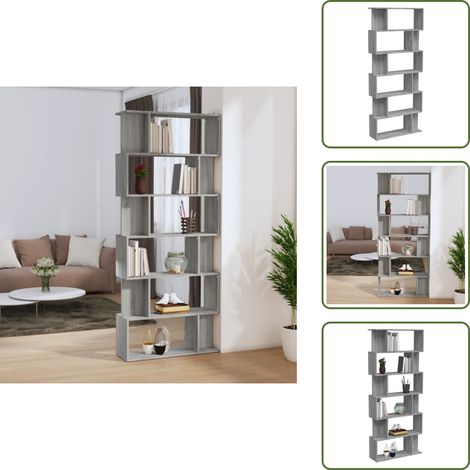 Bücherregal/Raumteiler Grau Sonoma 80x24x192 cm Holzwerkstoff - BucheRegal - Bücherregal Grau - Holzregal - Raumteiler - Wohnen (1/5)