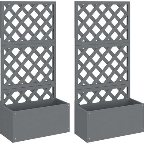 Maison Exclusive - Blumenkästen mit Rankgittern 2 Stk. Grau 65x33