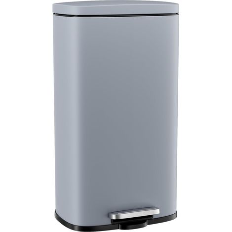 Poubelle 30L en acier - Poubelle à pédale, Gris (1/5)