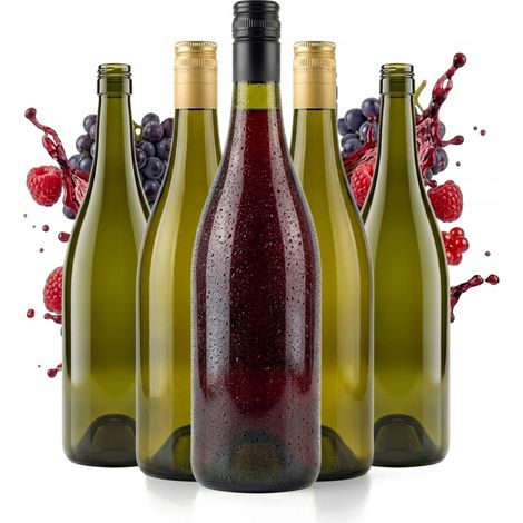 Lot de 5 bouteilles de vin de 1 L, bouteille olive pour vin, teintures alcooliques, 5 pièces (1/5)