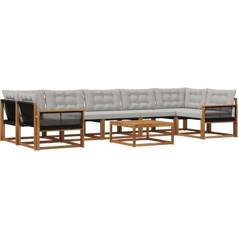 Outdoor Sofa Set with Cushion 8 pcs Natural and Light Grey vidaXL