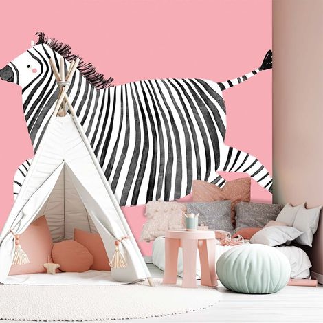 Papier peint enfant zebre rose papier peint (1/5)