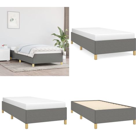 Bettgestell ohne Matratze Dunkelgrau 100x200 cm Stoff - Bettrahmen - Doppelbett - Holzrahmen - Lattenrost - Massivholzbette - Home & Living (1/5)