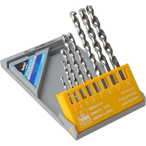 BlueSpot 8pc Masonry Drill Bit Set 3, 4, 5, 6, 7, 8, 9 & 10mm Bits (1/4)