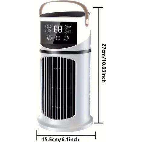 Mini refroidisseur d'air USB avec réservoir d'eau, 6 vitesses, minuterie, pour bureau et chambre, blanc