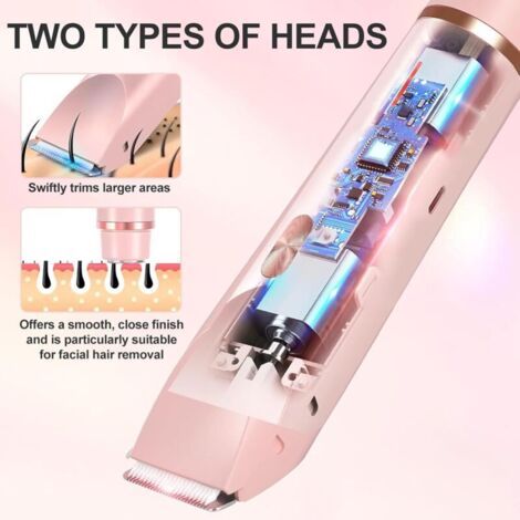 QORVA-Rasoir Électrique Femme 2 en 1, Tondeuse Corps Jambes Aisselles Visage Réchargeable Utilisation Sèche et Humide (1/3)