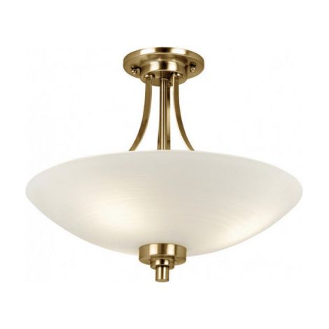 Endon Welles - Plafonnier à 3 Lumières Blanc, Laiton Antique, E27 (1/4)