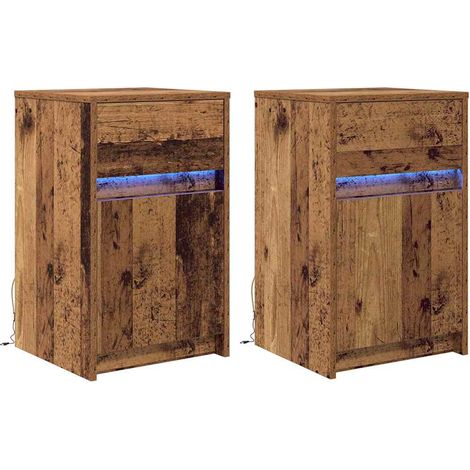 Maison Exclusive - Armadio da Letto LED 2 pcs Legno vecchio 38 x 34 x 61 cm (1/5)