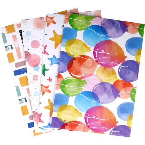 4 Feuilles de Papier d'Emballage Cadeau Recyclable - 70 × 50 cm Papier d'Emballage Coloré pour Anniversaire ou Fête (1/4)