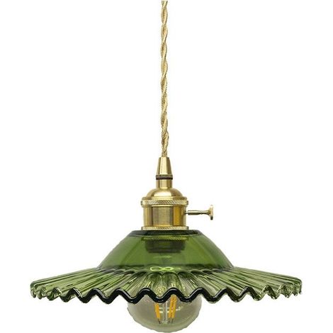 Suspension industrielle vintage en verre E27, plafonnier rétro, luminaire industriel en verre, suspensions, plafonniers (vert) (1/5)