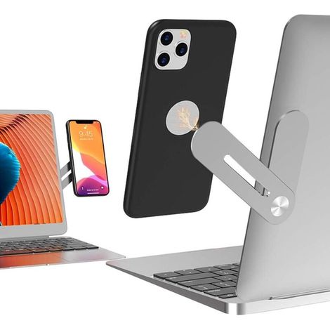 Laptop-Handyhalterung mit seitlicher Befestigung für PC-Bildschirm oder Monitor für Arbeit und Kommunikation - Crezuo