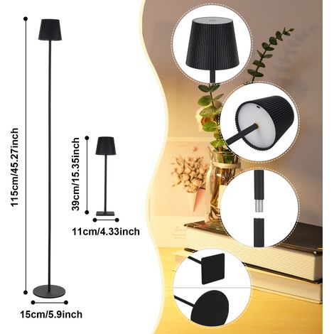 Neoglint 2-in-1 LED-Lampe, Schwarz, Touch-Bedienung, USB-C-aufladbar, 3 Farbtemperaturstufen, stufenloses Dimmen, faltbar für Schreibtisch und Boden (1/4)