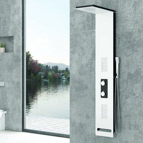 Pannello doccia idromassaggio colore bianco e nero Kaman-BN9700 kamalu