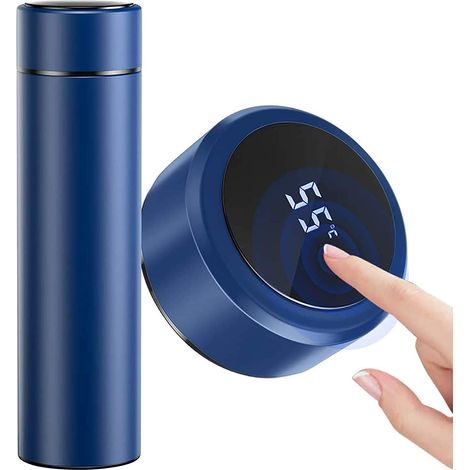 Bouteille isotherme, bouteille d'eau sous vide de 500 ml, acier inoxydable 304, température à écran tactile LED, bouteille de boisson intelligente, idéale pour les aliments et les aliments (bleu) (1/4)