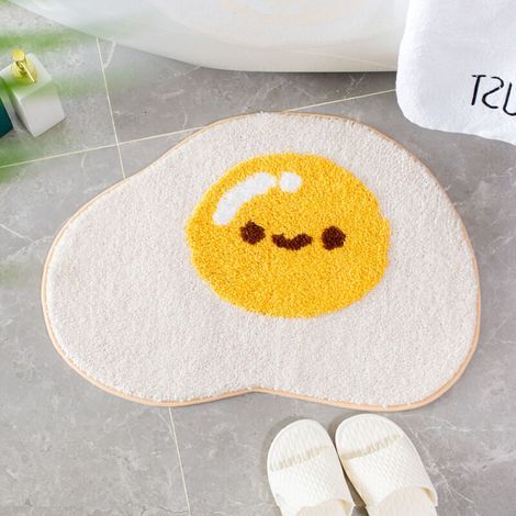 Tapis de bain jaune – Tapis absorbant antidérapant en microfibre lavable en forme d'œuf (Style 1) (1/4)