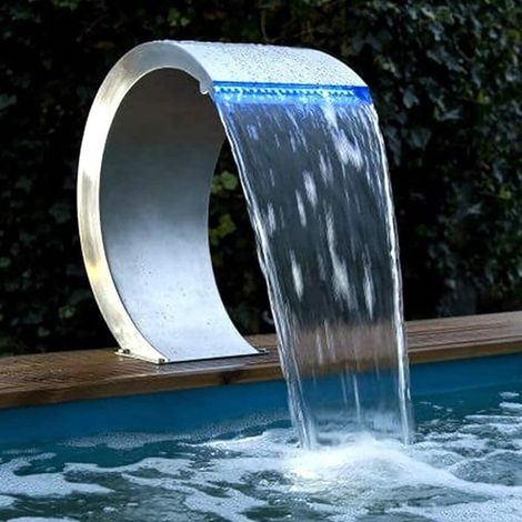 Fuentes de piscina con cascada para jardín, fuentes de piscina de acero inoxidable con cascada para piscinas enterradas (Tamaño: 65 cm x 30 cm)