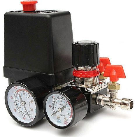 120 psi Luftkompressor-Druckregler mit Manometer, Kontrollleuchte und Schalter. (1/5)