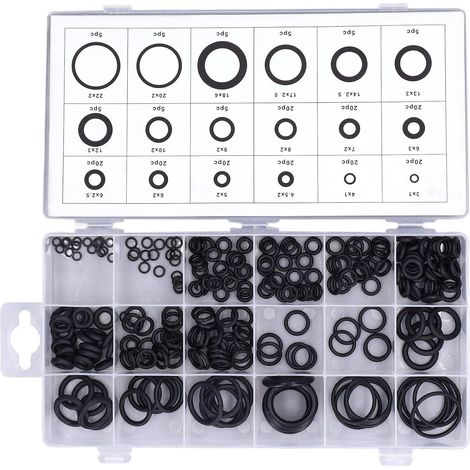 225 pièces assortiment de joints toriques joints d'étanchéité en caoutchouc Kit de rondelle d'usure multifonctionnel (1/5)