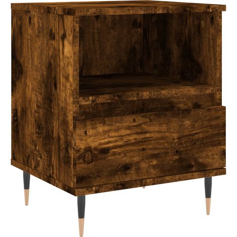 Comodino con cassetto e vano a giorno 40 x 35 x 50 cm multistrato marrone e metallo DEC033584