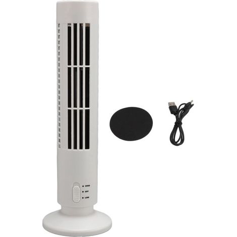 Ventilatore torre di raffreddamento, ABS, senza lame, portatile e silenzioso, dotato di 2 velocità, ideale per la casa, la camera da letto o in ufficio (bianco).