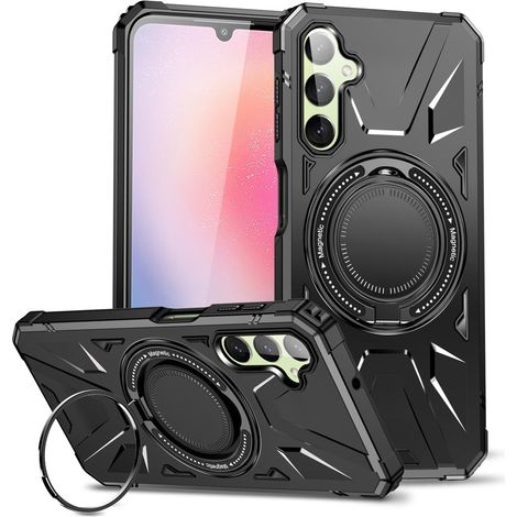 Coque pour Samsung Galaxy A25 5G, compatible MagSafe, renforcée avec support, noire et verre 9H (1/5)