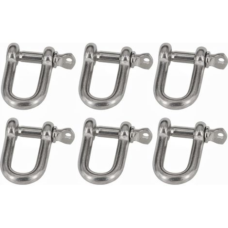 6PCS M8 Manille Acier Inoxydable 304 D Manille Bracelet Manilles de Levage Fermoir Boucle de Manille pour Sac de Boxe Transportant Manilles de Maillon de Chaîne (1/5)