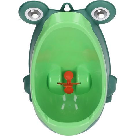Urinoir mural en plastique vert avec cible de visée amusante pour l'apprentissage de la propreté chez les petits garçons. (1/5)