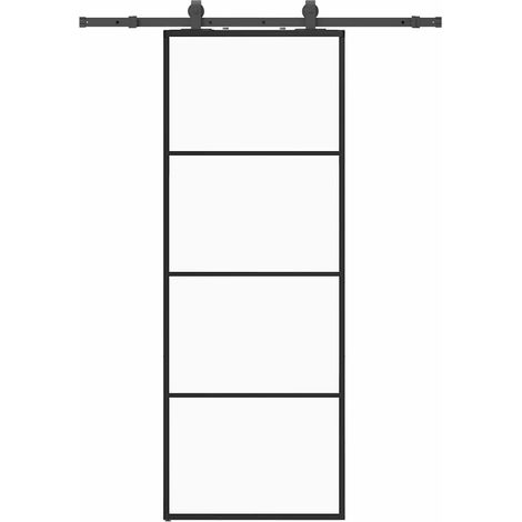 Maison Exclusive - Schiebetür mit Beschlag Schwarz 76x205 cm ESG-