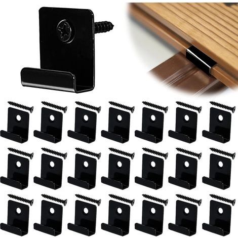 50 Pièces Clips de Fixation WPC Clips de Fixation Lame de Terrasse Composite Clip Caché Entrée Fixation Clips pour Lames Clips WPC en Acier Inoxydable avec Vis pour Terrasse en Composite (1/5)