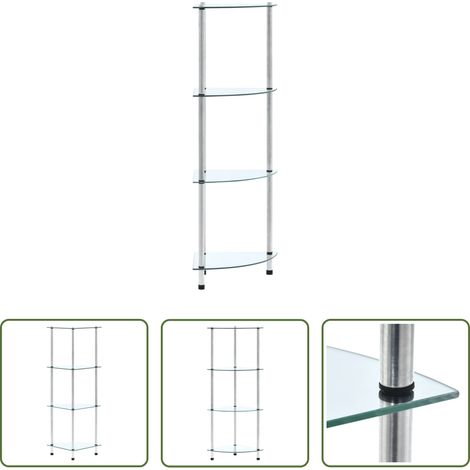 Regal - Regal mit 4 Ablagen Transparent 30x30x100 cm Hartglas (1/5)