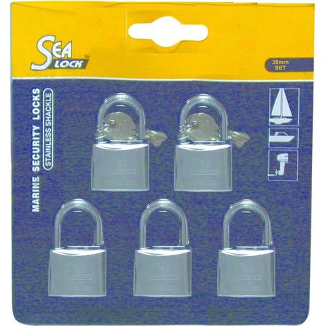 Pack 5 cadenas marin SEALOCK -Bronze recouvert de chrome - l 30 mm x h 21 mm