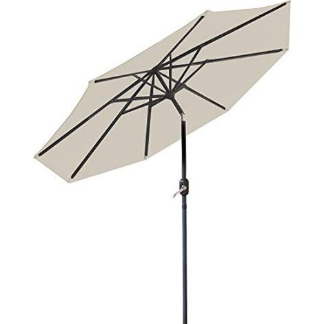 2.7m Round Garden Parasol Outdoor Patio Sun Shade Umbrella with Tilt Crank UV protection - Beige
