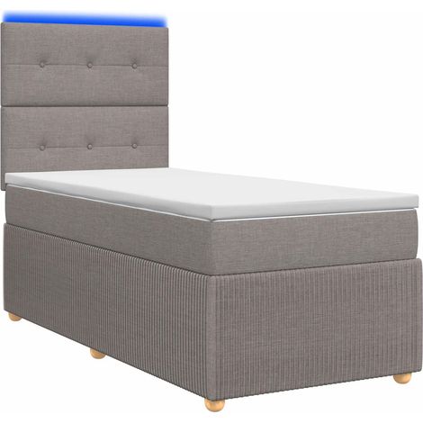 Maison Exclusive - Lit boxspring LED avec matelas Taupe 90 x 200 cm Tissu (1/5)